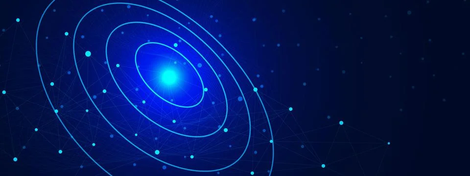 Big data and digital technology with connecting dots and lines. Stock Illustration