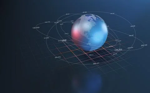 Big data and the earth, information technology concept, 3d rendering. Illustrazione stock