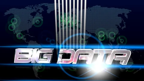 Big data. Animated words 3D on the background of map Stock Footage 162223062