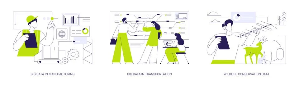 Big Data applications abstract concept vector illustrations. Illustrazione stock