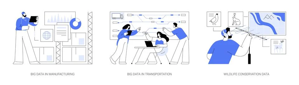 Big Data applications isolated cartoon vector illustrations se Illustrazione stock