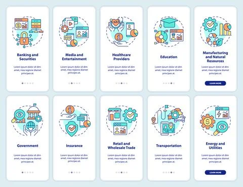Big data applications onboarding mobile app screen set Stockillustratie