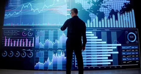 Big Data Artificial Intelligence Dashboard. KPI Software Technology Stock Photos