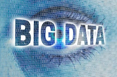 Big data auge mit matrix blickt auf betrachter konzept big data auge mit m... Stock Photos