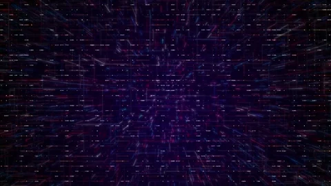 Big Data background with motion lines and random binary numbers and code Stock Footage 310000182
