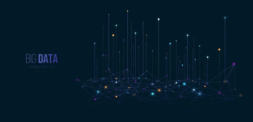Big data background. Social network concept with connected lines and dots Stock Illustration