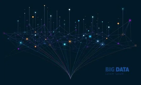 Big data background. Social network concept with connected lines and dots Stockillustratie
