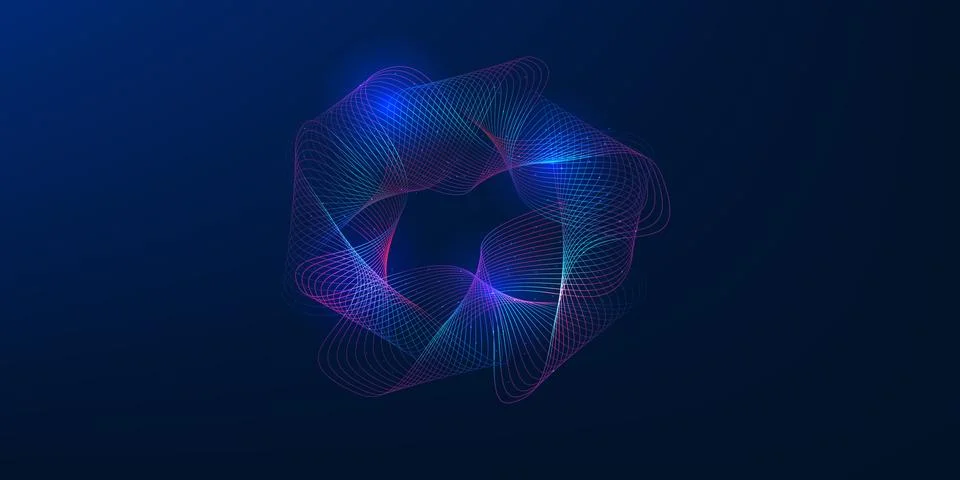 Big data background with spiral wave lines, representing digital informatio.. Stock Illustration