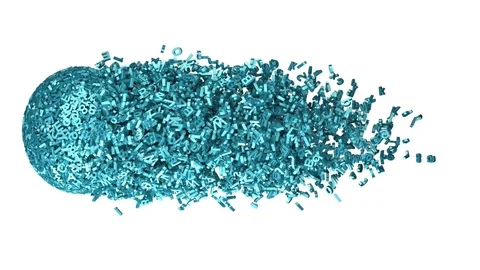Big data ball, forming decomposing, meteor turning. 3D illustration, animatio 库存影片 109544232