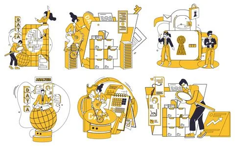 Big data. Big data, silent conductor, orchestrates symphony digital insights 스톡 일러스트