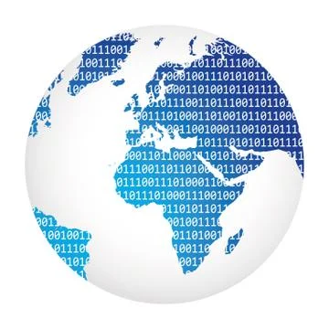 Big data binary code all over the world Stock Illustration