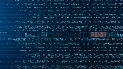 Big data, binary code, encryption, digital user interface, virtual reality Video stock 326670853