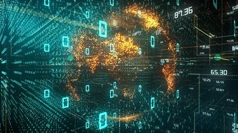 Big data binary information technology cloud computing internet of things IOT Illustrazione stock