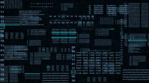 Big Data Binary Number Code Perspective Series View Illustration. Stock Illustration