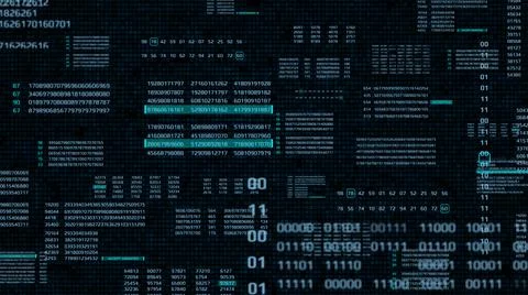 Big Data Binary Number Code Perspective Series View Illustration. Stock Illustration