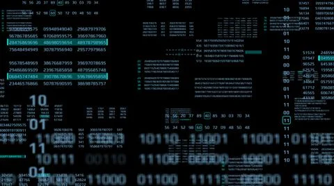 Big Data Binary Number Code Perspective Series View Illustration. 스톡 일러스트