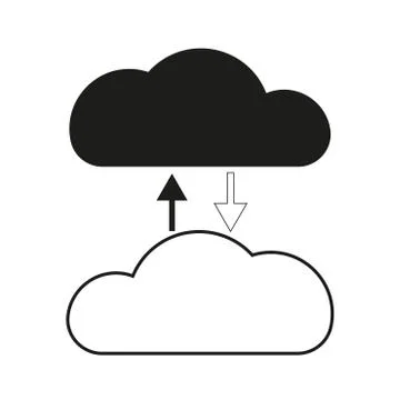 Big data Black and white cloud share Vector black icon on white background. Illustrazione stock