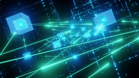 Big data with blockchain network line background. 스톡 동영상 249380093