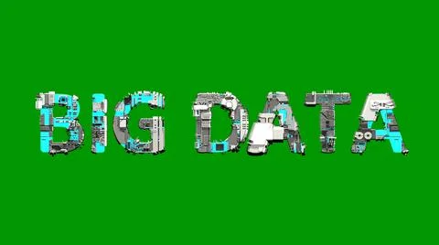 Big Data blue and grey metal text in cyber punk style 스톡 일러스트