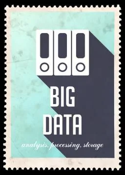 Big Data on Blue in Flat Design. 스톡 일러스트