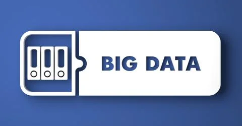 Big Data on Blue in Flat Design Style. Stock Illustration