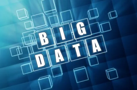 Big data in blue glass cubes 스톡 일러스트
