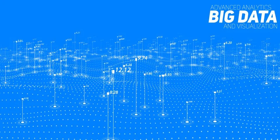 Big data blue plot visualization. Futuristic infographic. Information aesthet Stock Illustration