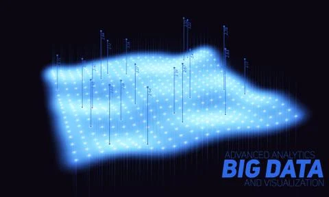 Big data blue plot visualization. Futuristic infographic. Information aesthet Stock Illustration