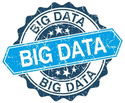 Big data blue round grunge stamp on white Stock Illustration