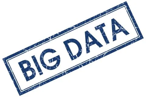 Big data blue square stamp isolated on white background イラスト素材