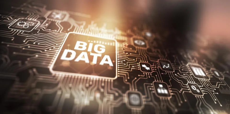 Big Data Business Analytics Technology Computing Artificial Intelligence machine 스톡 일러스트