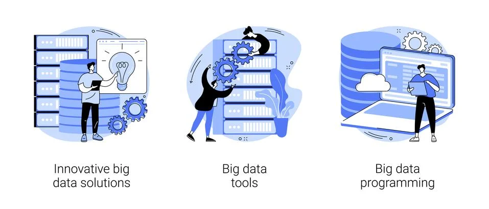Big data business software abstract concept vector illustrations. Ilustração Stock