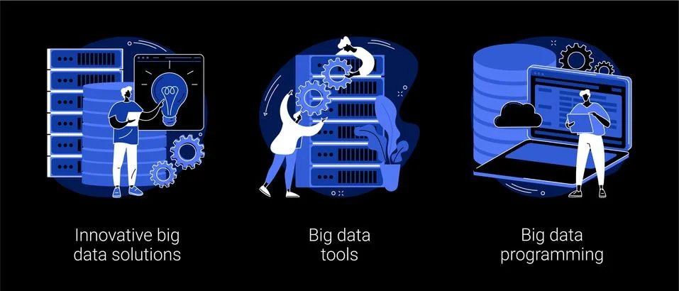 Big data business software abstract concept vector illustrations. 스톡 일러스트