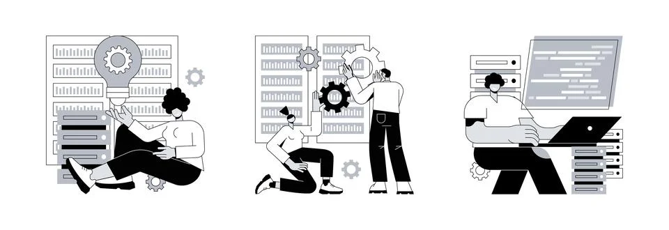 Big data business software abstract concept vector illustrations. 스톡 일러스트