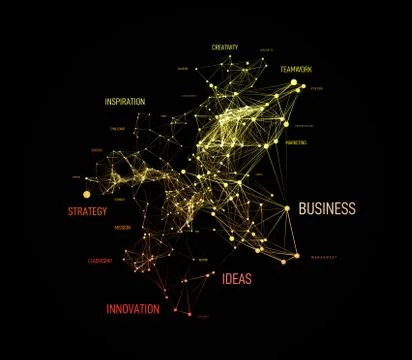 Big data business solution concept in word tag cloud with plexud dot and line Stock Illustration