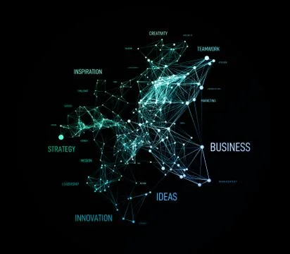 Big data business solution concept in word tag cloud with plexud dot and line Illustrazione stock