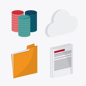 Big data center base and web hosting icon set Illustrazione stock