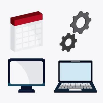 Big data center base and web hosting icon set Illustrazione stock