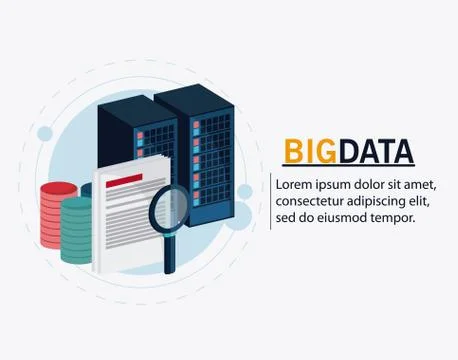 Big data center base and web hosting icon set Illustrazione stock