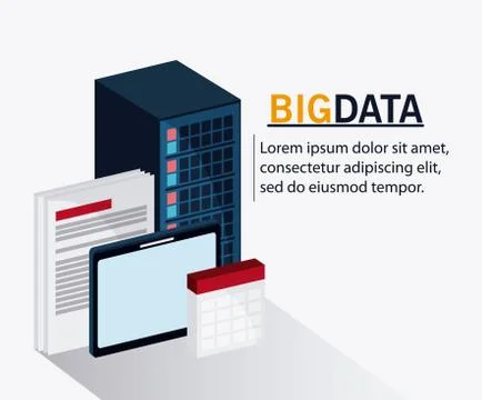Big data center base and web hosting icon set Illustrazione stock