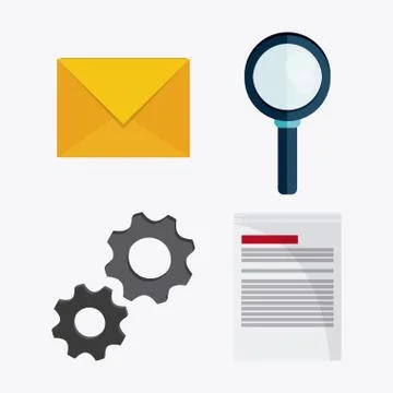 Big data center base and web hosting icon set Illustrazione stock
