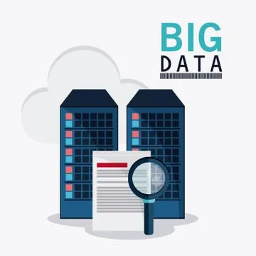 Big data center base and web hosting icon set Illustrazione stock
