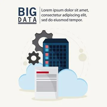 Big data center base and web hosting icon set Illustrazione stock