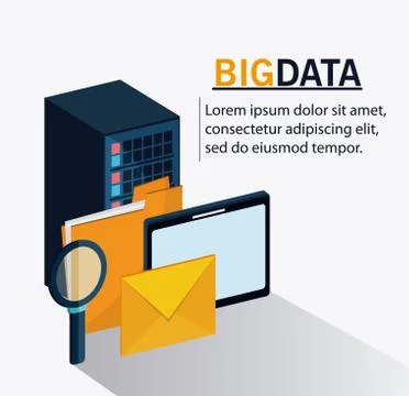 Big data center base and web hosting icon set Stock Illustration