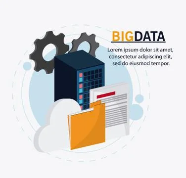 Big data center base and web hosting icon set Illustrazione stock