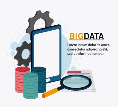 Big data center base and web hosting icon set Illustrazione stock
