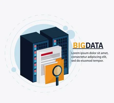 Big data center base and web hosting icon set Illustrazione stock