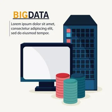 Big data center base and web hosting icon set Stock Illustration
