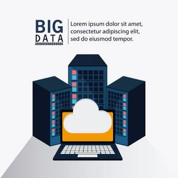 Big data center base and web hosting icon set Illustrazione stock