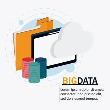Big data center base and web hosting icon set Illustrazione stock
